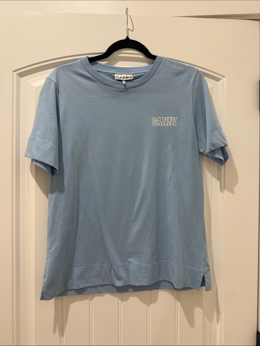 Ganni Powder Blue Short-Sleeve Logo Tee
